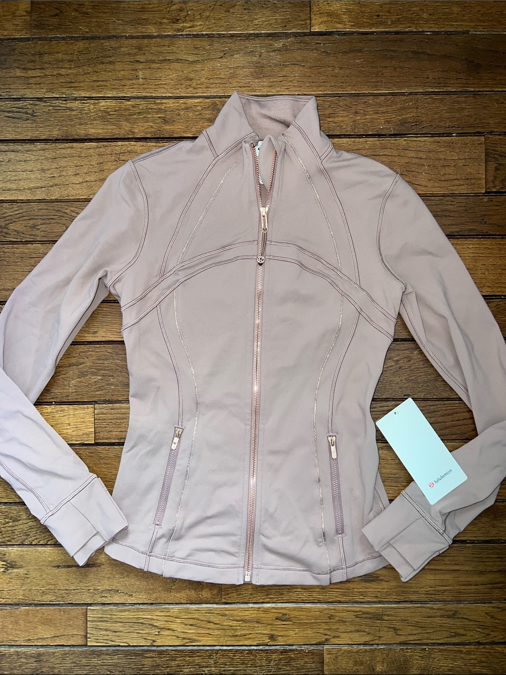 Lululemon Tawny Rose Sparkle Define Jacket Rose Gold Zipper Size 6 NWT RARE GEM
